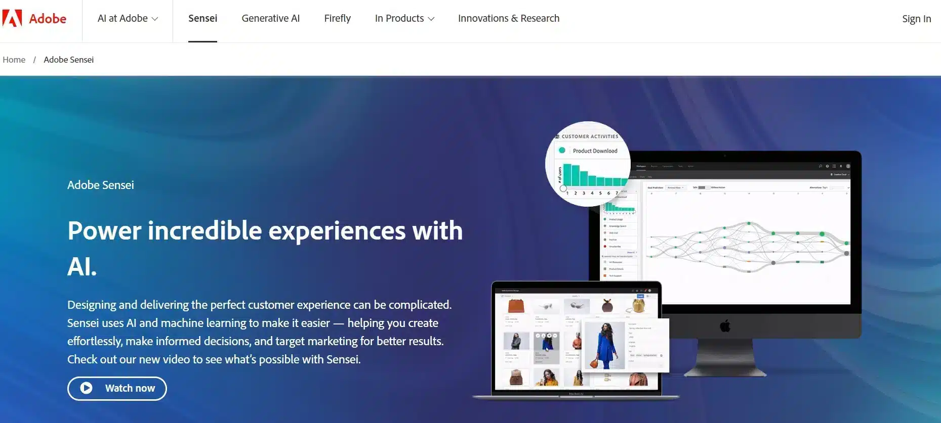 Landing Page Adobe Sensei Tools AI untuk Video Editor _ Adobe Sensei
