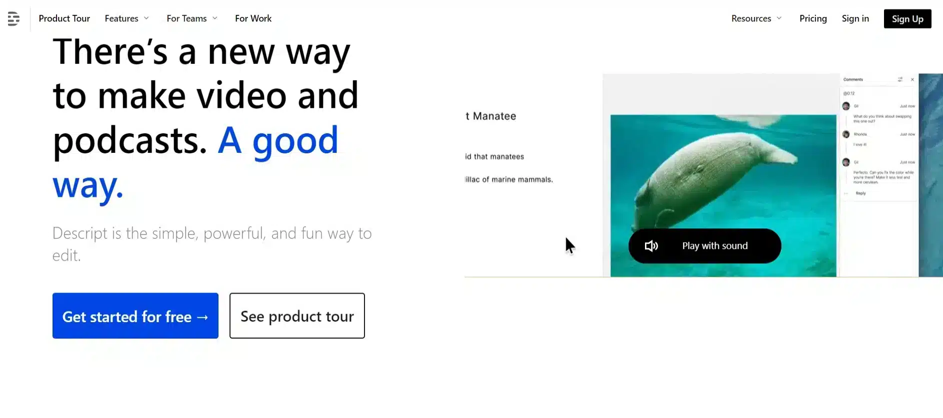 Landing Page Descript Tools AI untuk Video Editor _ Descript