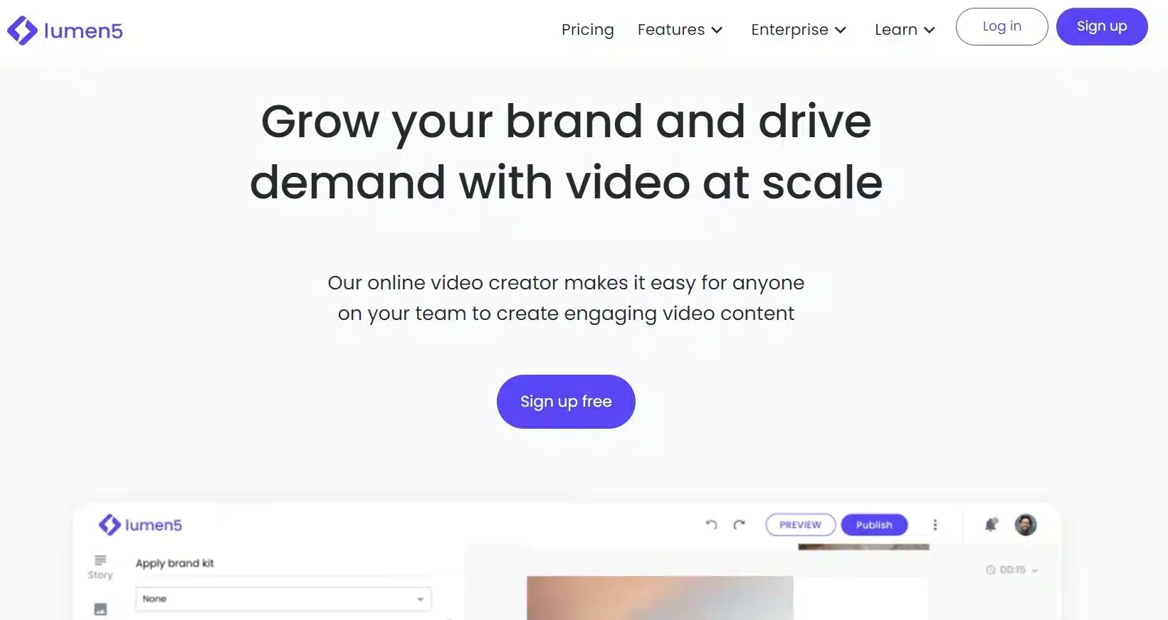 Landing Page Lumen5 Tools AI untuk Video Editor _ lumen5
