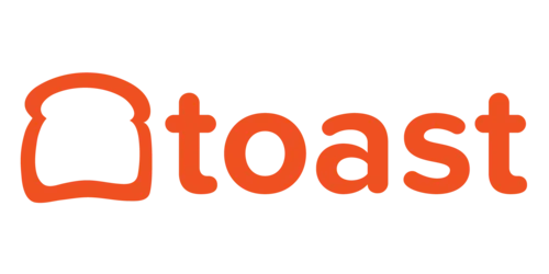 Logo berwarna merah dengan desain sederhana yang menggambarkan roti panggang, digunakan dalam konteks layanan terkait makanan atau teknologi restoran.