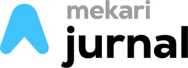 Logo berwarna biru dan abu-abu dari Mekari Jurnal berdiri di tengah, menampilkan identitas merek yang berkaitan dengan aplikasi akuntansi online untuk bisnis.