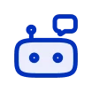 Robot kecil berwarna biru dengan dua mata bulat mengemudikan interaksi, berfungsi sebagai asisten virtual dalam teknologi canggih.