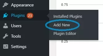 Step 2. Pilih “Plugins”, kemudian pilih “Add new” tambah plugin baru