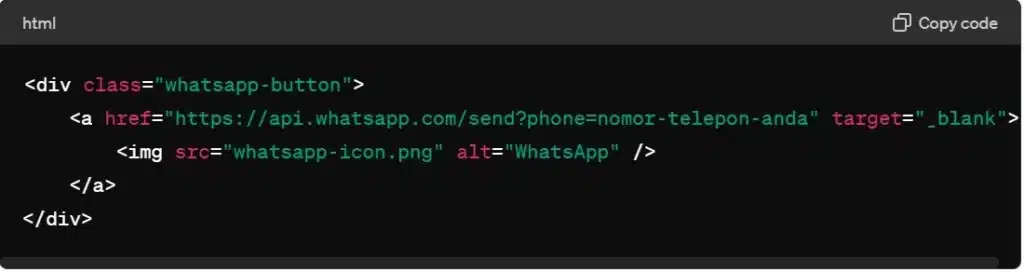 Tambahkan Tombol WhatsApp pada Halaman HTML Cara Membuat WhatsApp Floating Button_Tambah tombol HTML