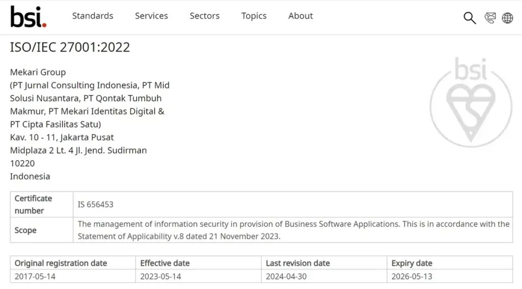 Standar ISO - Sertifikat ISO 27001 Mekari Qontak