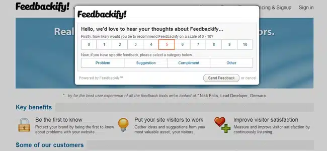 Rekomendasi Tools Terbaik untuk Mengumpulkan Customer Feedback Tools Feedbackify untuk mengumpulkan customer feedback