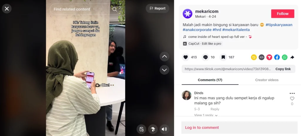 Contoh Penggunaan hashtag pada TikTok