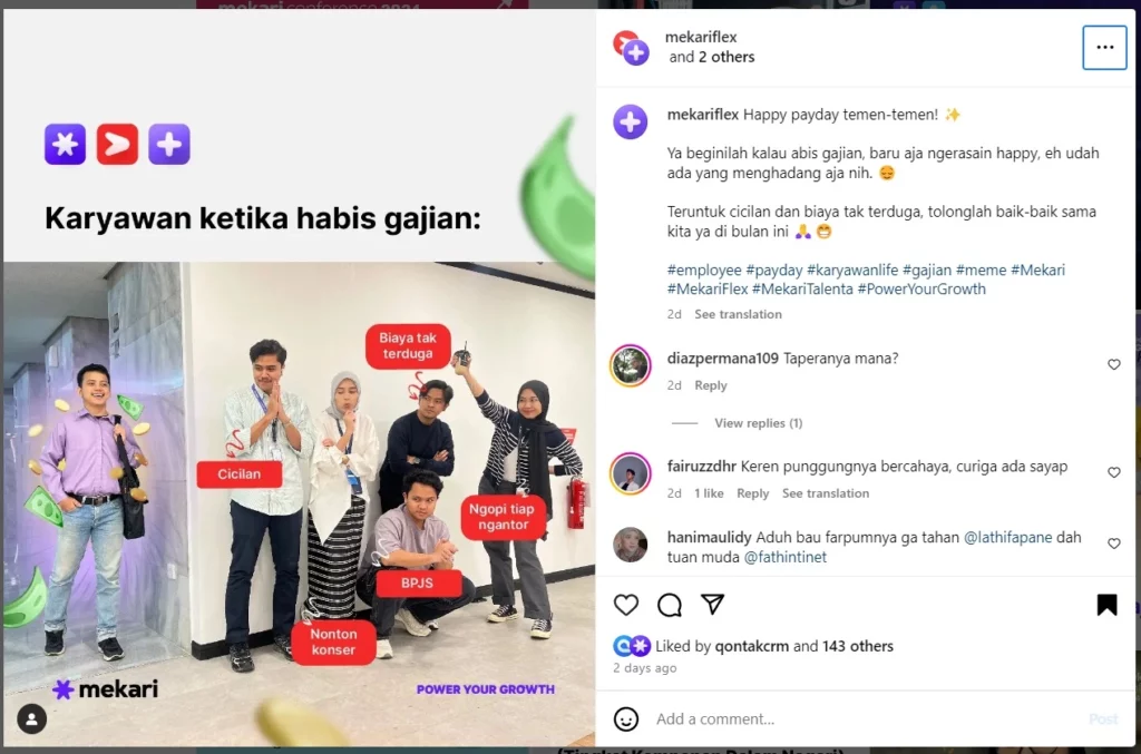 Contoh Penggunaan hashtag pada instagram