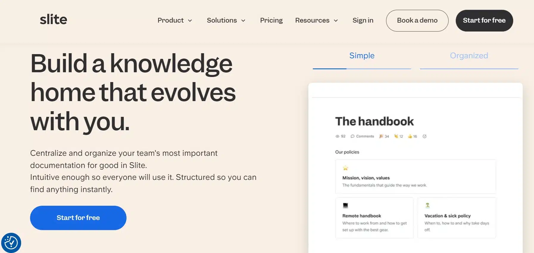 Landing Page Slite Software Knowledge Base Terbaik - Slite