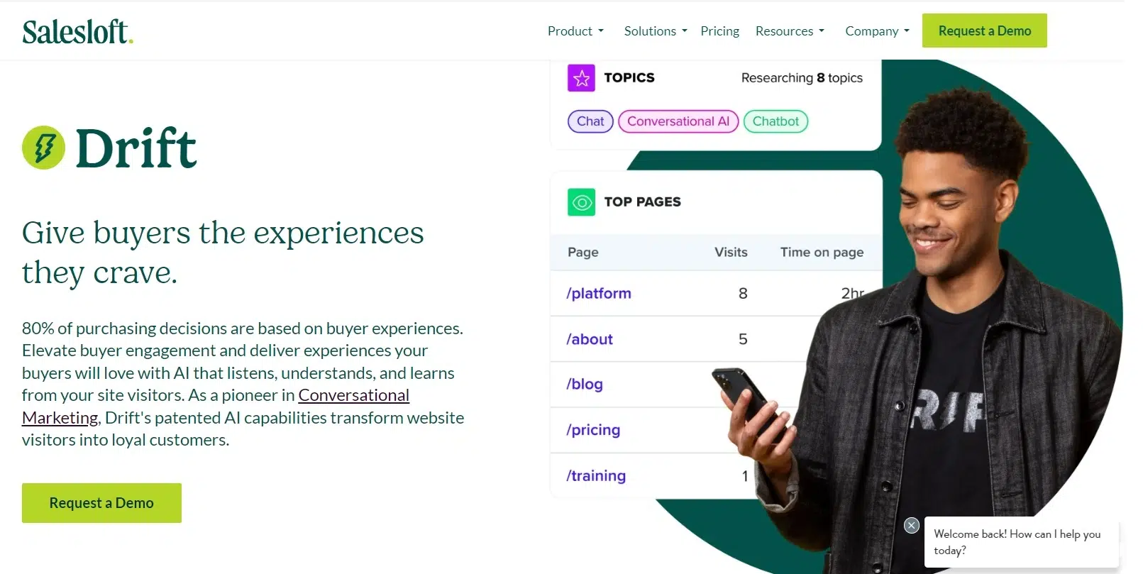 Landing Page Drift Software AI Customer Service_ Drift