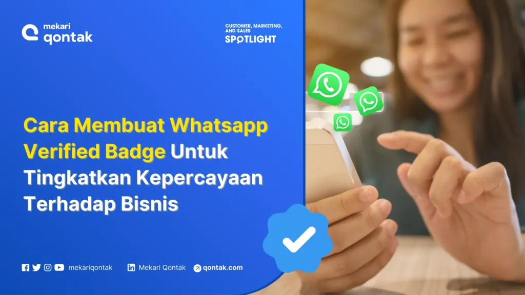 Cara Membuat Whatsapp Verified Badge Untuk Tingkatkan Kepercayaan Terhadap Bisnis Ponsel dengan aplikasi WhatsApp terbuka, menampilkan ikon verifikasi, saat seseorang belajar cara mendapatkan badge terverifikasi untuk meningkatkan kepercayaan bisnis.