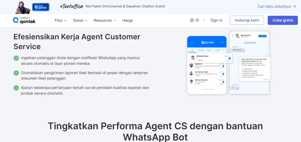 Tampilan Halaman homepage WhatsApp automation tools Mekari Qontak Halaman homepage WhatsApp automation tools Mekari Qontak