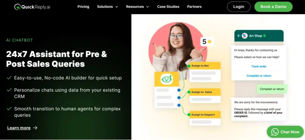 Tampilan Halaman homepage WhatsApp automation tools QuickReply.ai Halaman homepage WhatsApp automation tools QuickReply.ai
