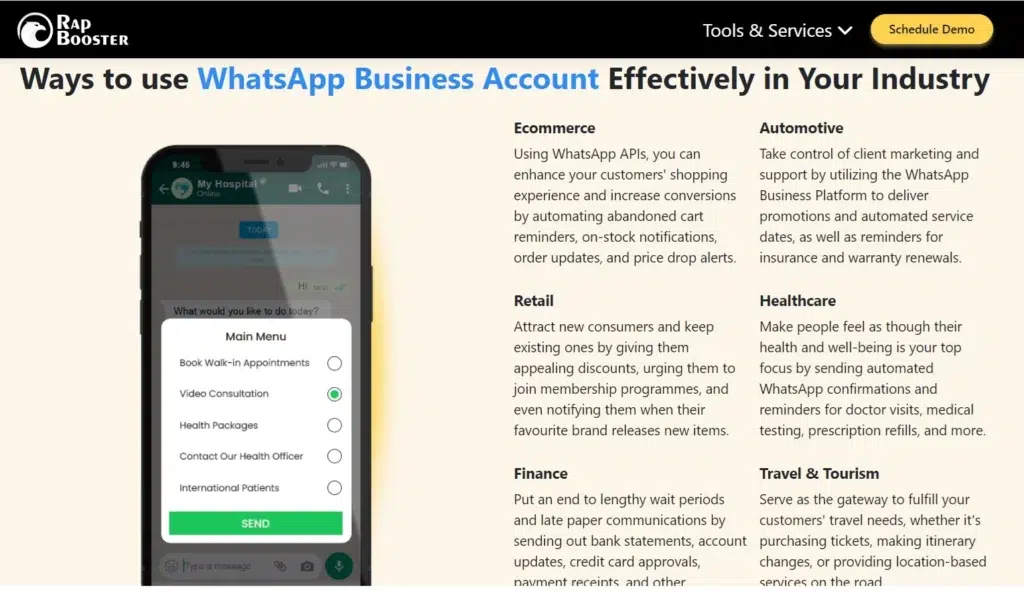 Tampilan Halaman homepage WhatsApp automation tools WapBlaster Halaman homepage WhatsApp automation tools RapBooster
