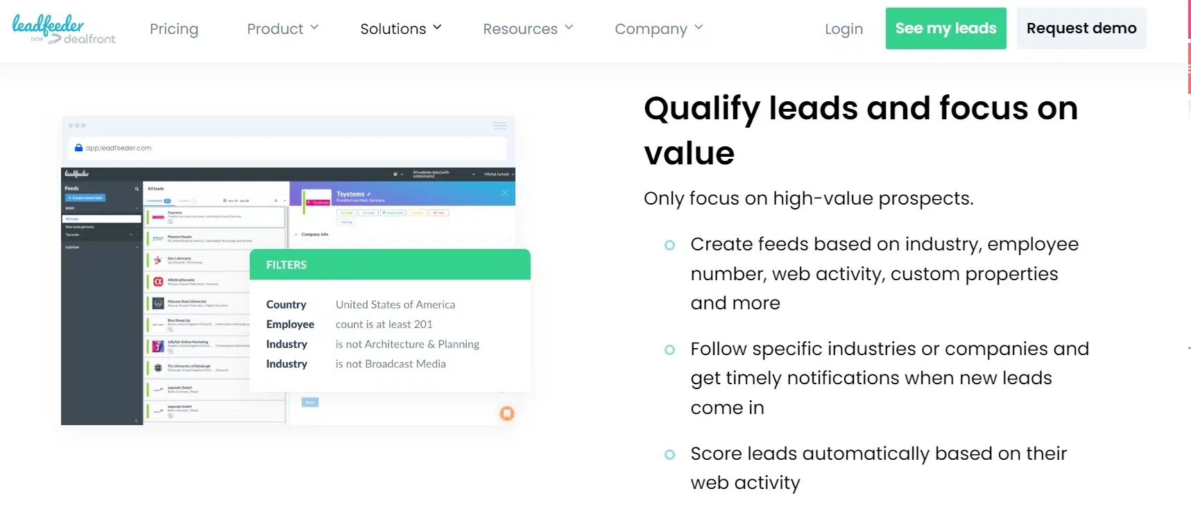 Landing Page Leadfeeder Software B2B Lead Generation_Leadfeeder