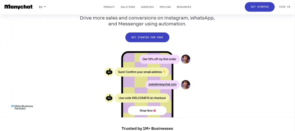 Tampilan Halaman Homepage Software Chatbot Customer Service ManyChat Halaman Homepage Software Chatbot Customer Service ManyChat