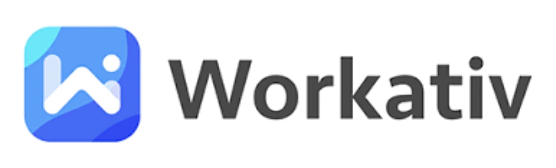 Logo Workativ ditampilkan dengan desain sederhana, menonjolkan nama perusahaan dan elemen grafis, mencerminkan identitas merek dalam konteks digital.