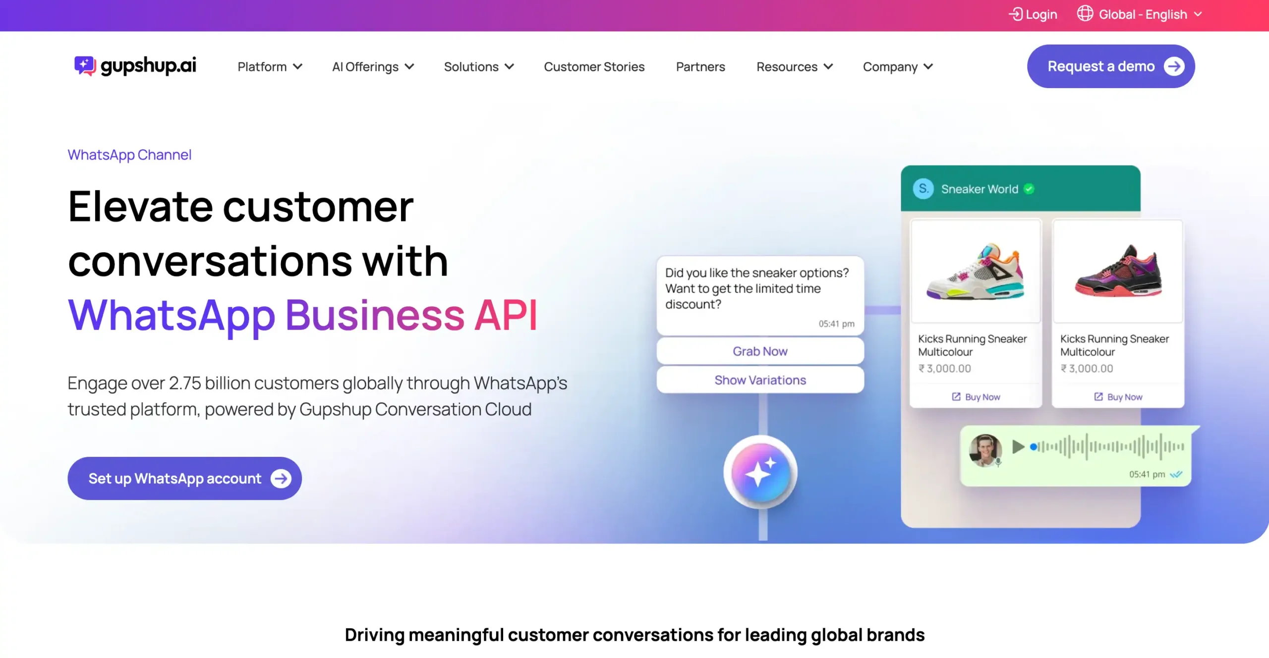Landing Page Gupshup Gupshup-ai agent whatsapp terbaik