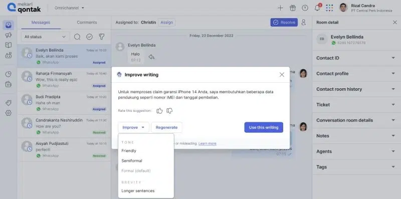 Rekomendasi Respon ke Agen AI Call center Rekomendasi Respon ke Agen AI Call center