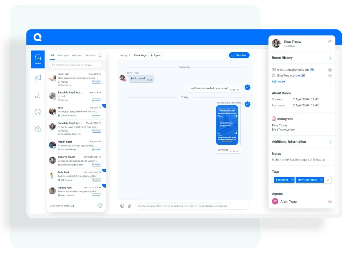 Chat Page Dashboard of the Best Bulk WhatsApp Sender Software Mekari Qontak