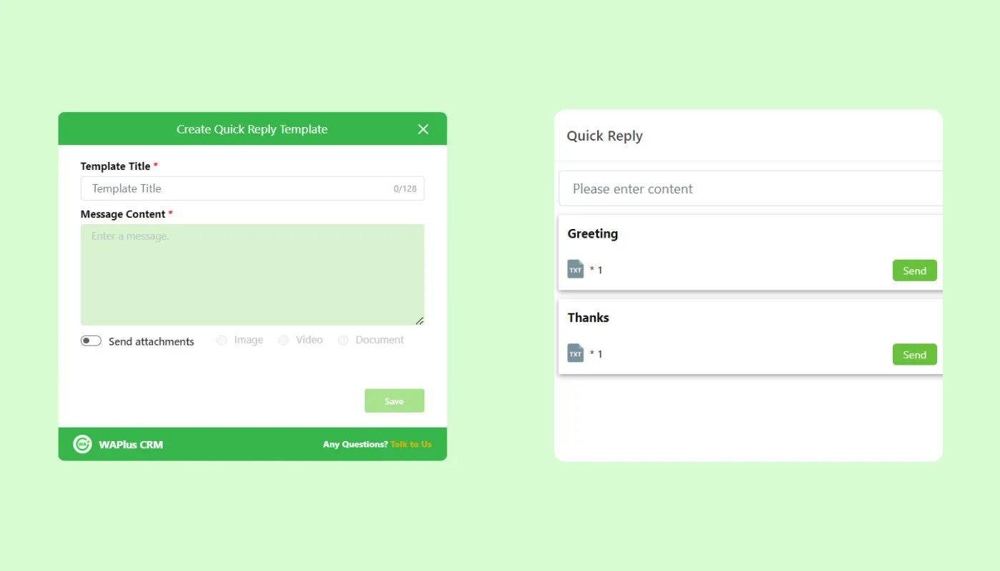 WAPlus WhatsApp Blast Vendor Quick Reply Dashboard