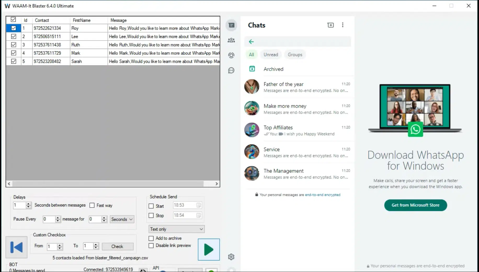 WAAM-it Blaster WhatsApp Blast Vendor Dashboard