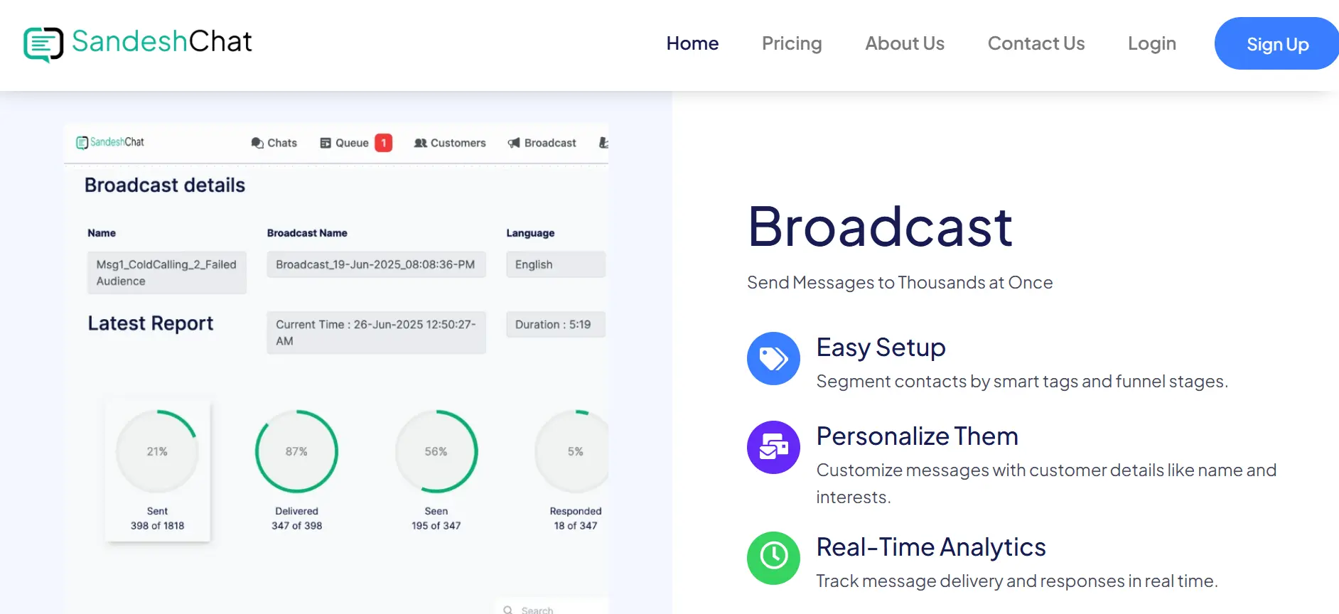 Broadcast Feature of the Best Bulk WhatsApp Sender Software Enjay SandeshChat