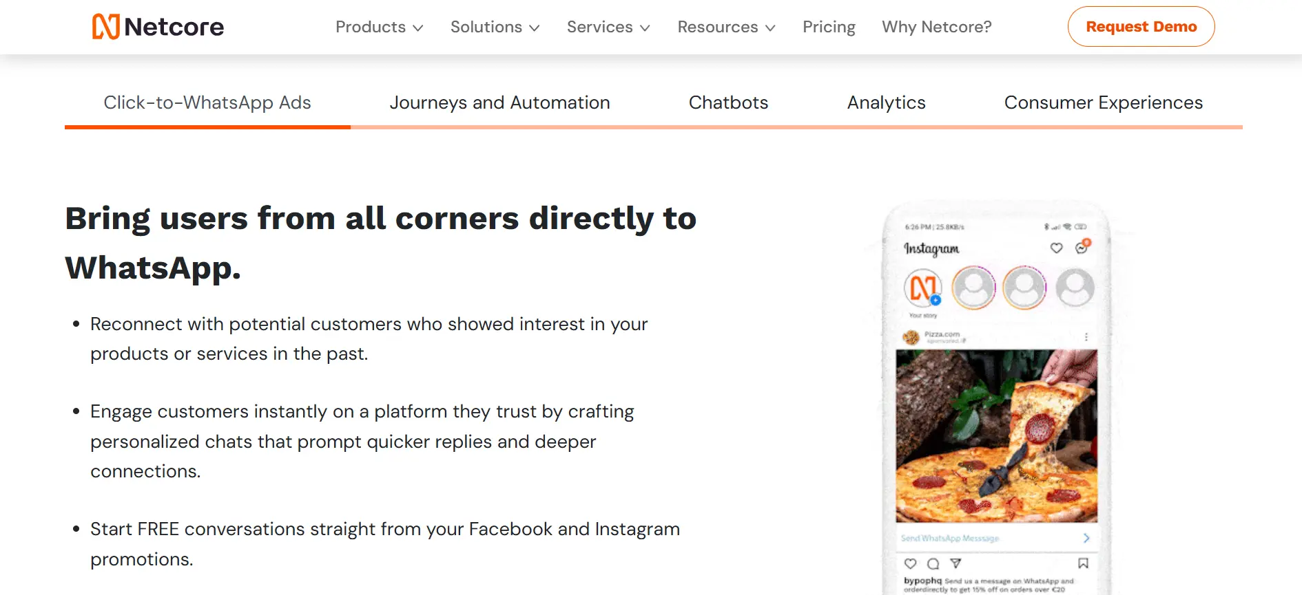 Click To WhatsApp Ads Feature of the Best Bulk WhatsApp Sender Software Netcore
