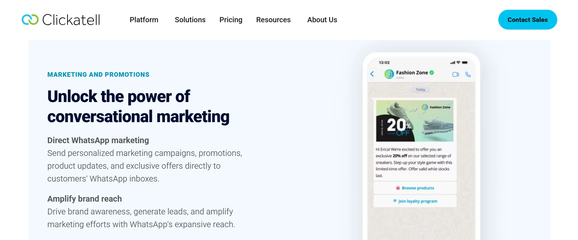Clickatell WhatsApp Blast Vendor - Marketing and Promotion Feature Page