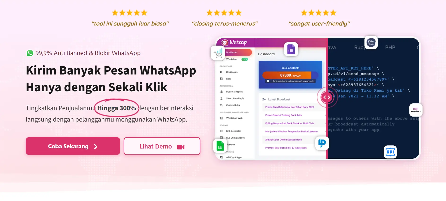 Homepage of the Best Bulk WhatsApp Sender Software WatZap