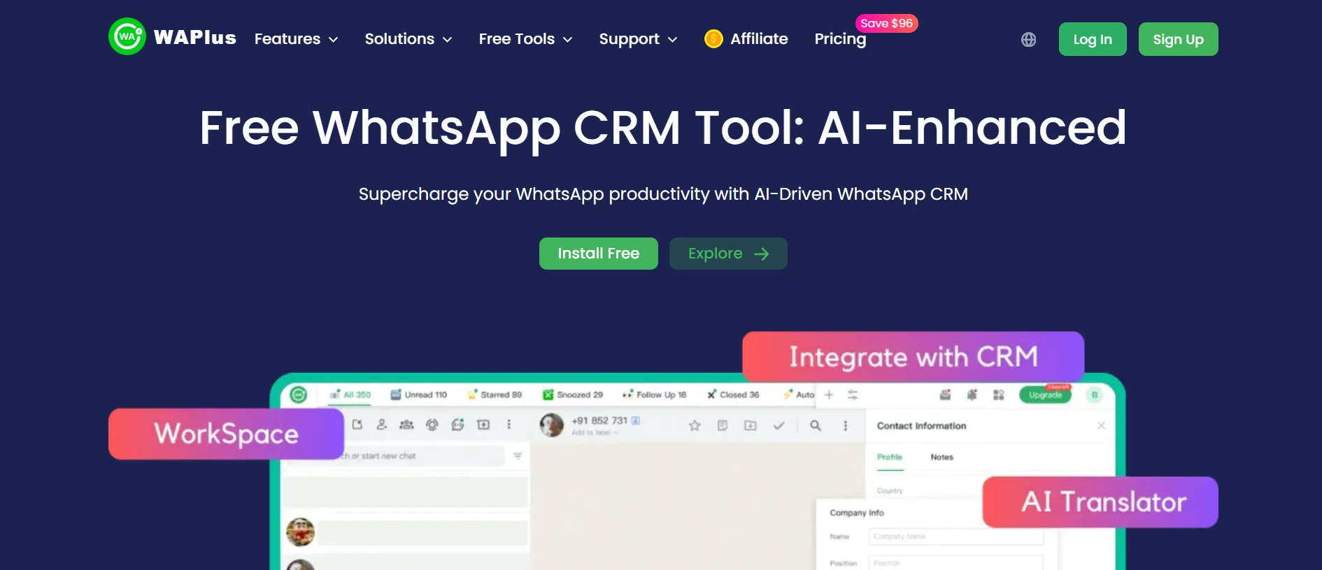 WAPlus WhatsApp Blast Vendor Homepage