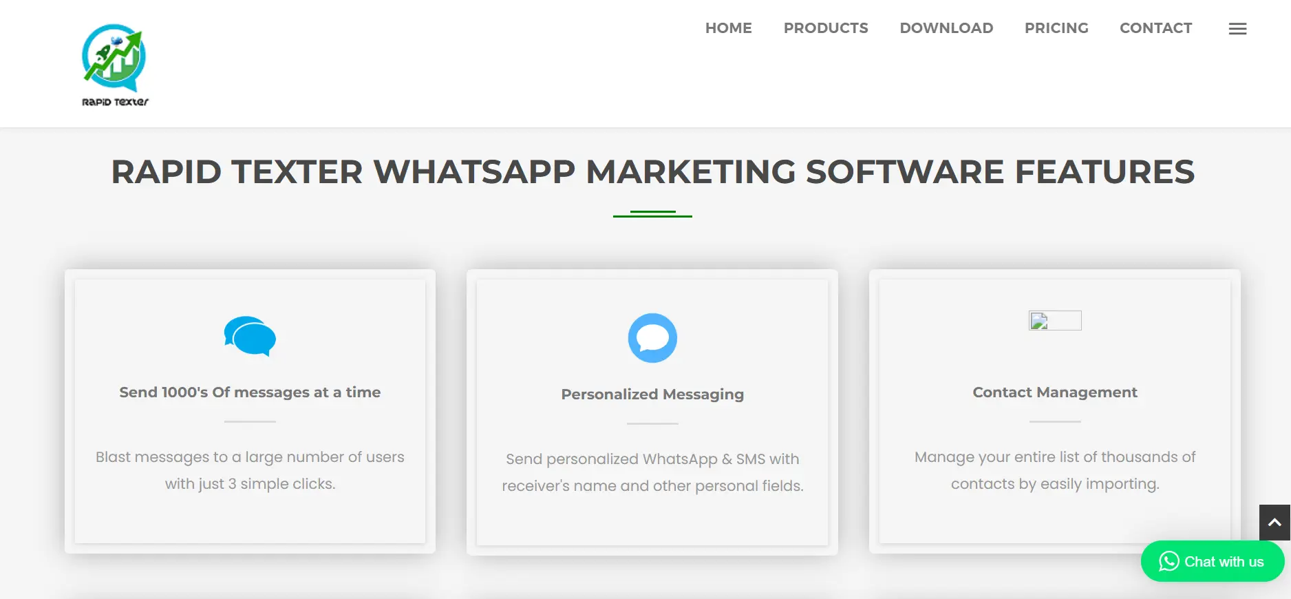 Advantages Page of the Best Bulk WhatsApp Sender Software Rapid Texter