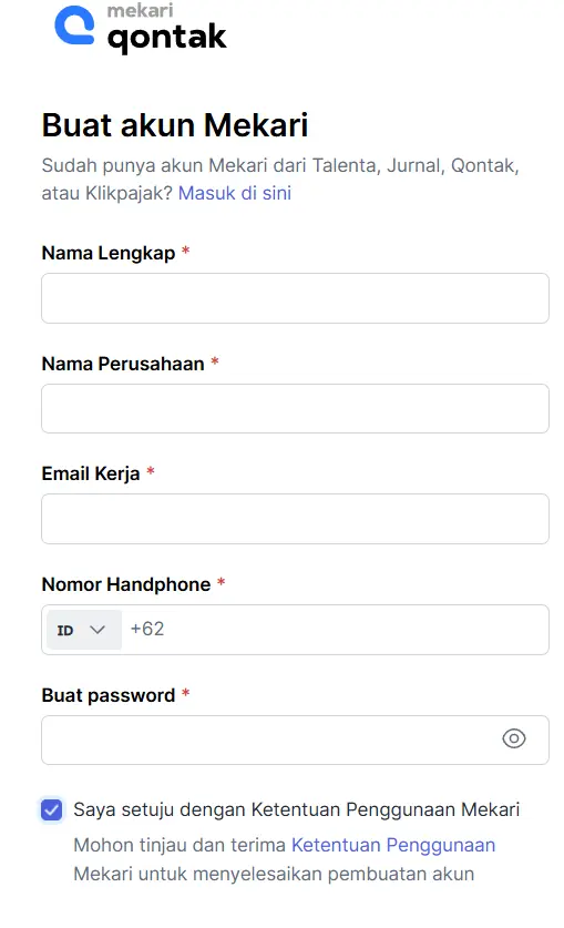 Tampilan Halaman Login Akun Mekari Halaman Login Akun Mekari