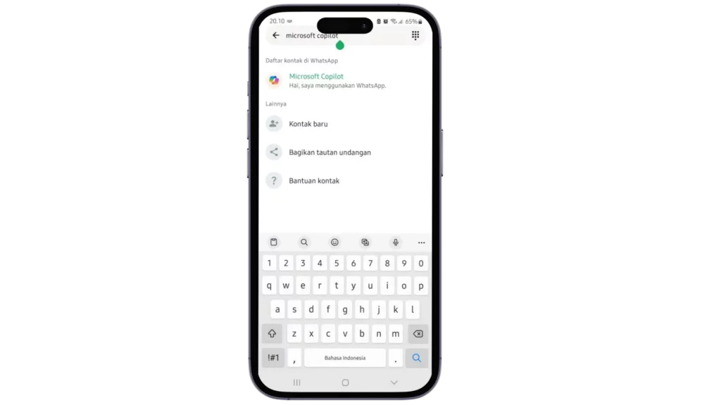 Langkah 2. Buka Kontak di WhatsApp Cara Menambahkan Copilot di WhatsApp_ mencari kontak