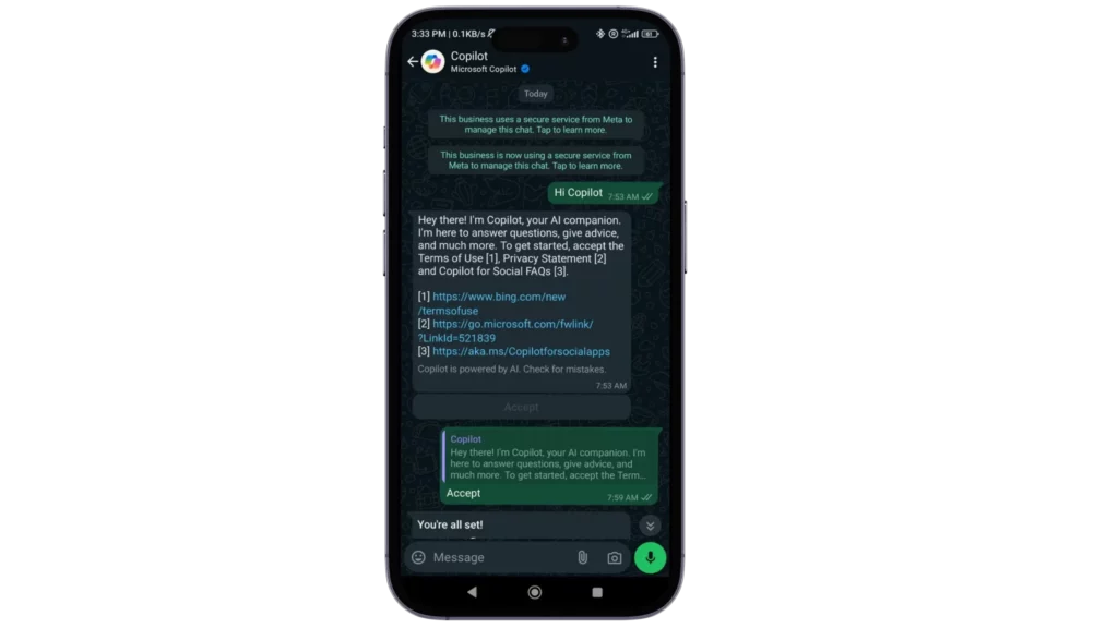 Step 3. Konfirmasi Akun Copilot Cara Menambahkan Copilot di WhatsApp_ terms and conditions