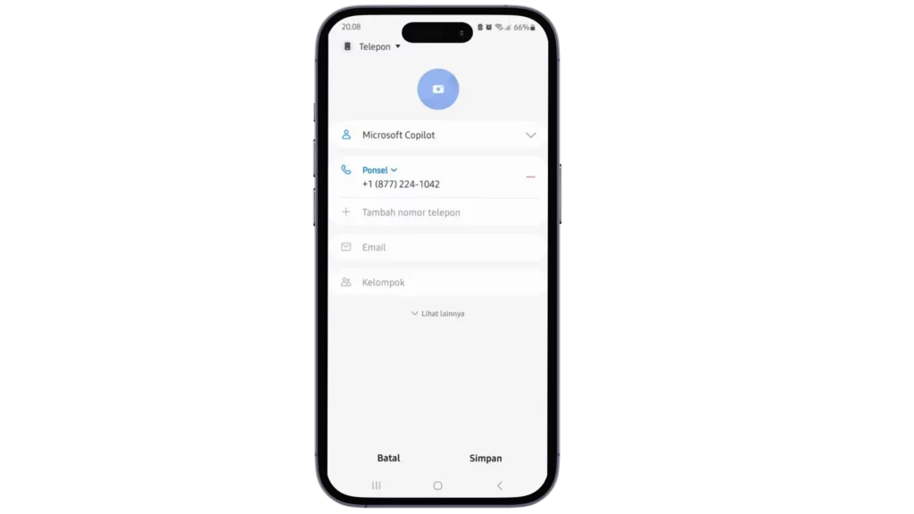 Langkah 1. Tambahkan Nomor Copilot sebagai Kontak Cara Menggunakan Copilot di WhatsApp dengan Menambahkan Daftar kontak