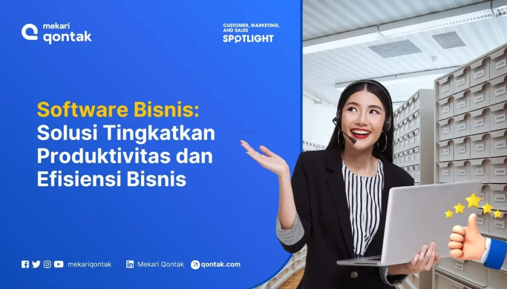 Panduan Lengkap Memilih Software Bisnis Terbaik untuk Bisnis Anda Sebuah perangkat lunak bisnis ditampilkan dengan seorang profesional yang sedang mempresentasikannya, menyoroti efisiensi dan produktivitas dalam konteks ruang kerja yang modern.