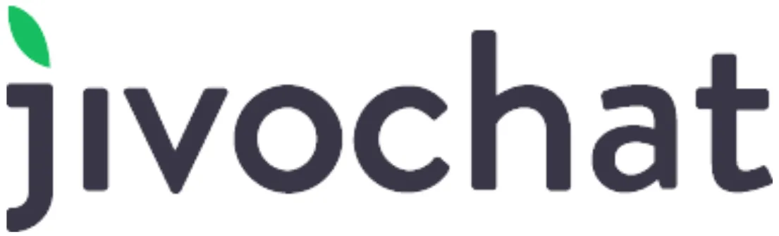 Logo JivoChat menampilkan teks nama perusahaan dengan desain modern. Digunakan untuk mewakili layanan komunikasi daring dalam konteks bisnis.