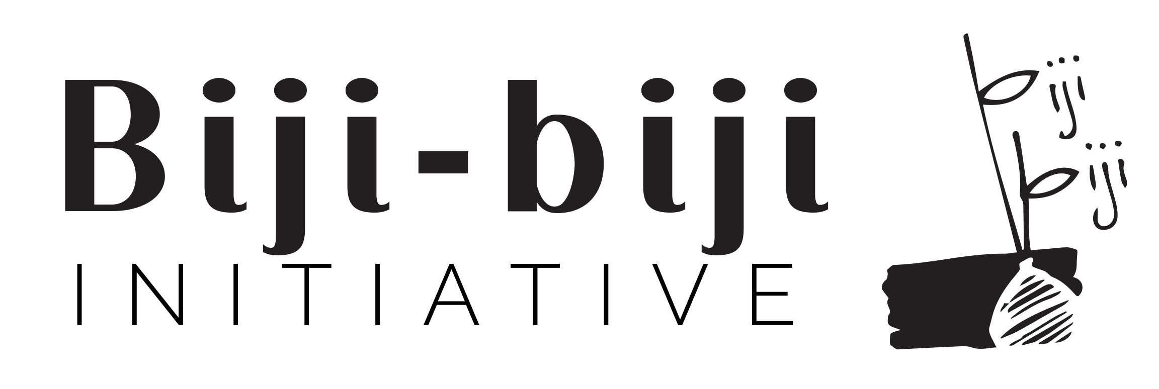 Logo Biji-biji Initiative menampilkan teks elegan dengan simbol di sebelah kanan, mencerminkan identitas dan misi keberlanjutan.