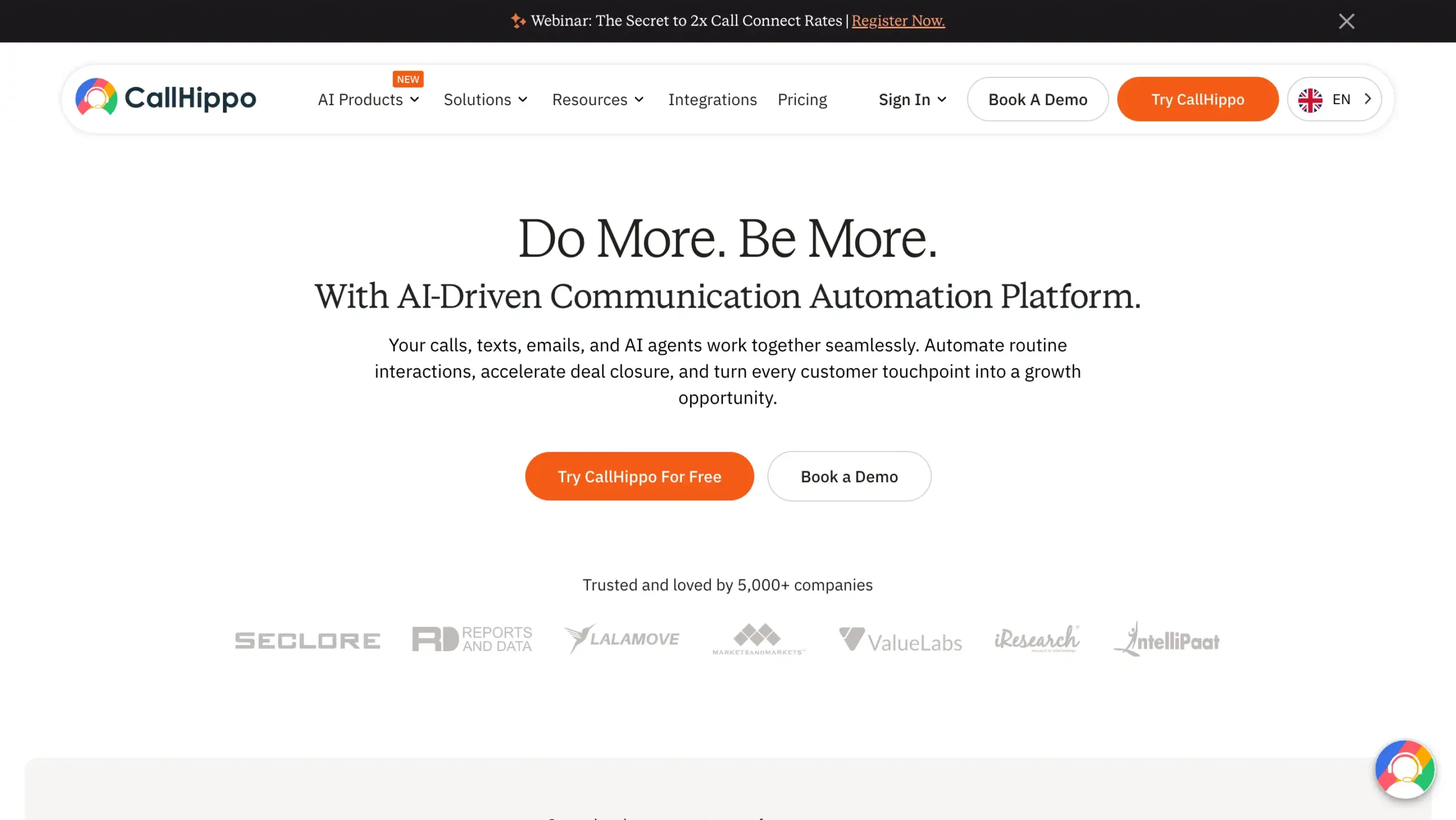 Landing Page CallHippo CallHippo-Software Omnichannel Contact Service