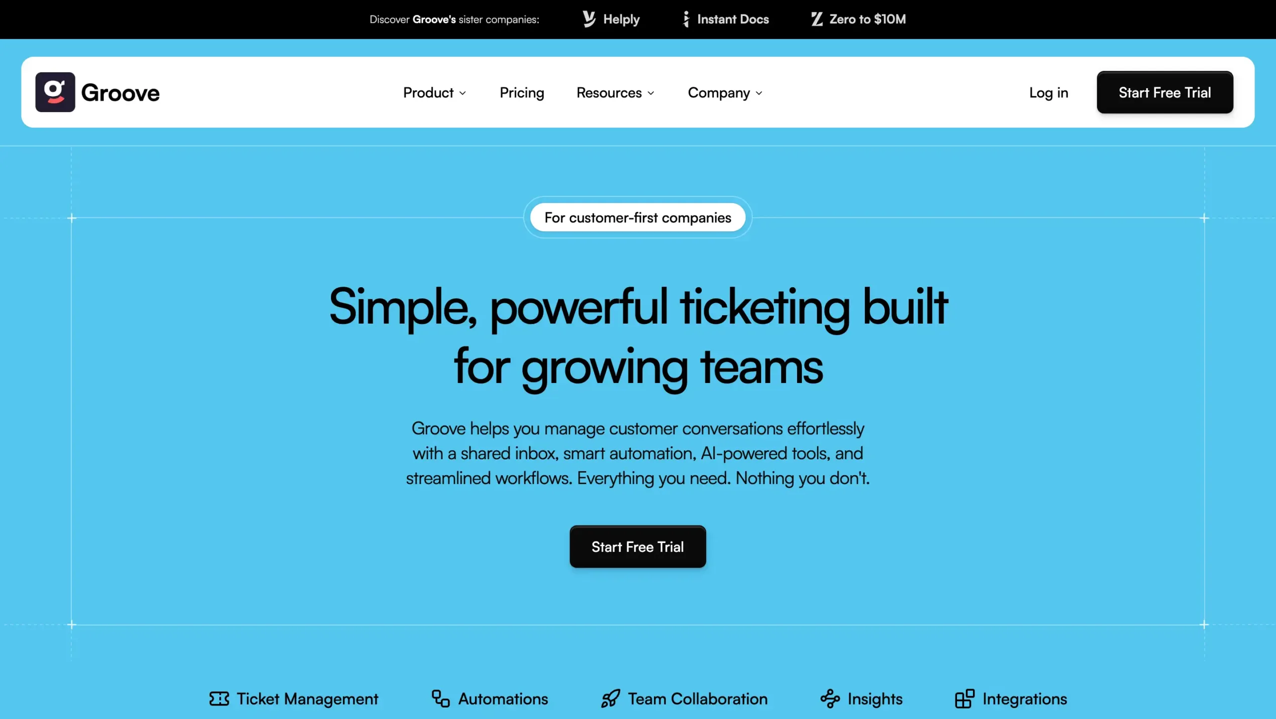 Landing Page GrooveHQ GrooveHQ-Software Omnichannel Contact Service
