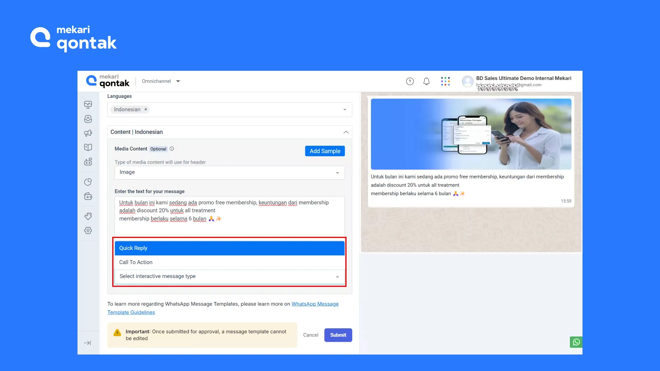 Broadcast Message CTA Creation Page Broadcast Message CTA Creation Page