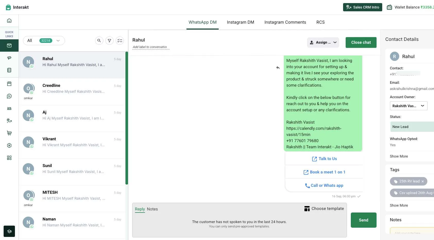 Interakt WhatsApp Blast Messaging Dashboard