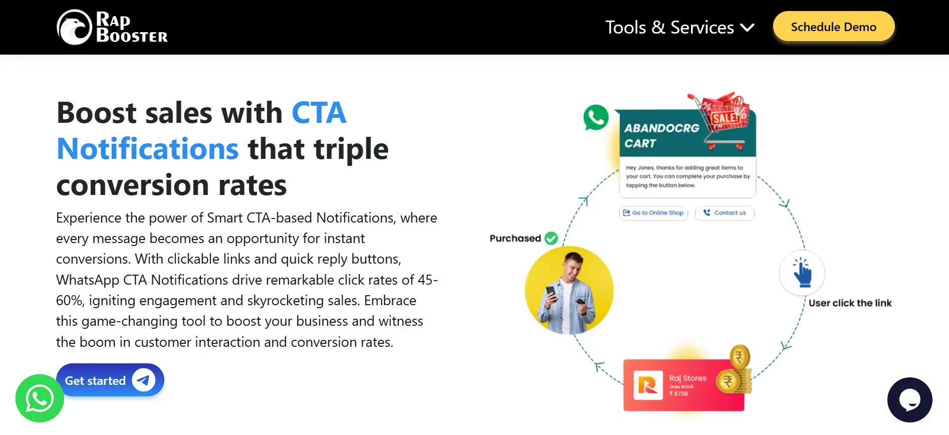 CTA Features Page on RapBooster WhatsApp Blast Software