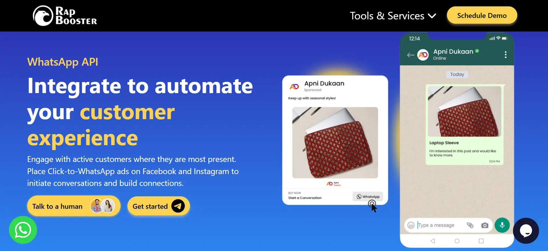 RapBooster WhatsApp Blast Software Homepage