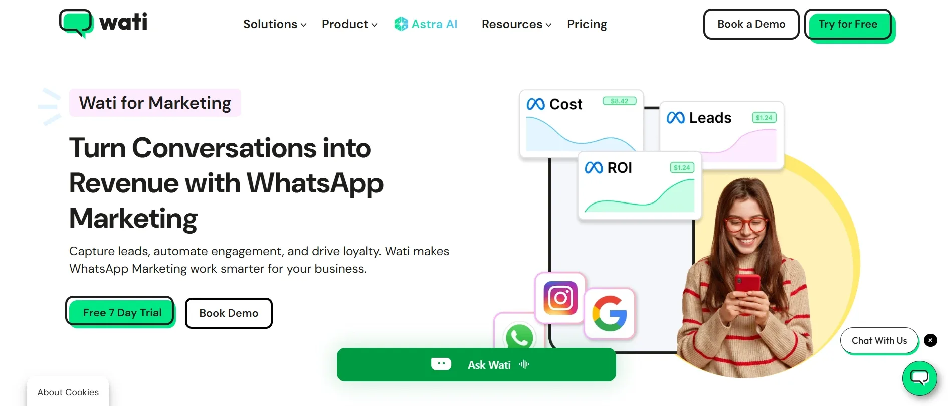 Wati.io WhatsApp Blast Software Homepage