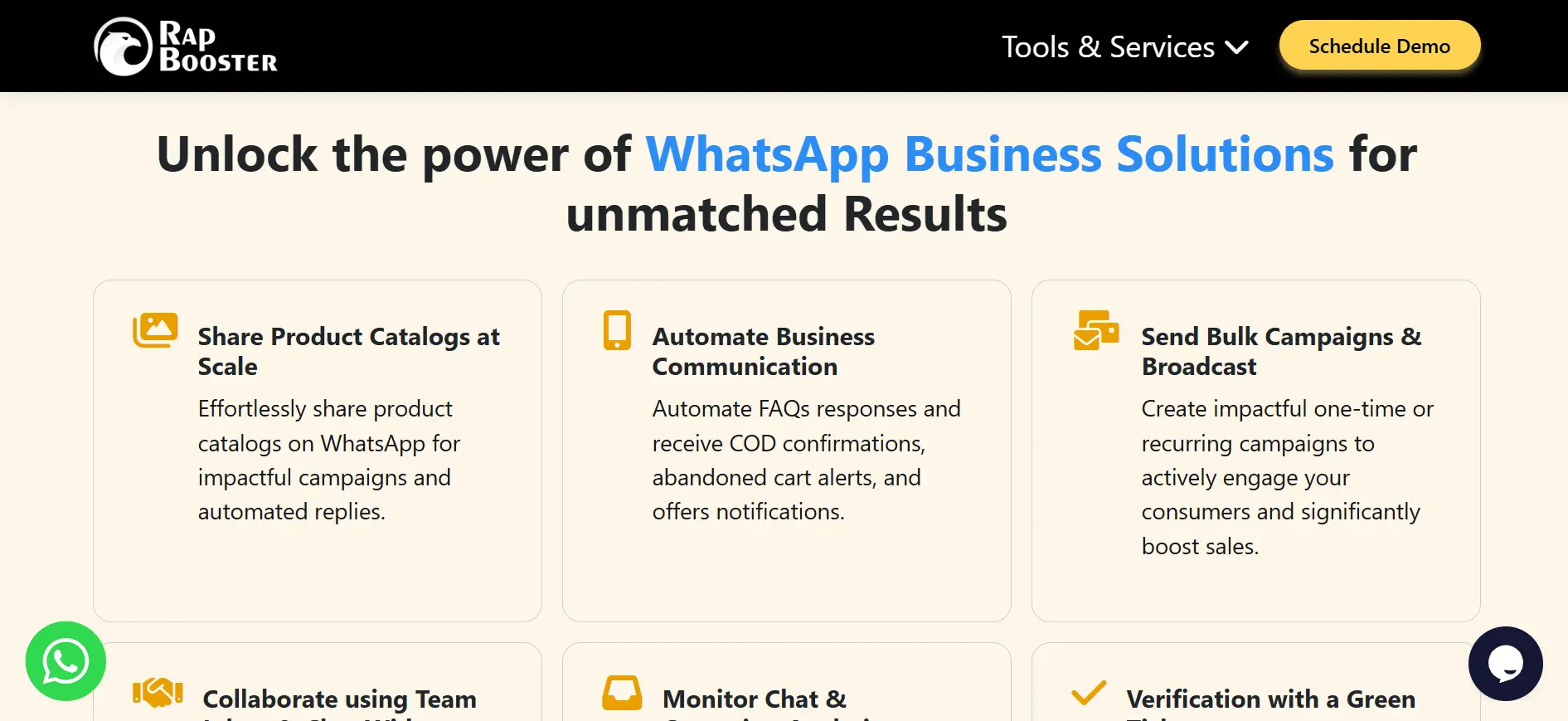 RapBooster WhatsApp Blast Software Features Page