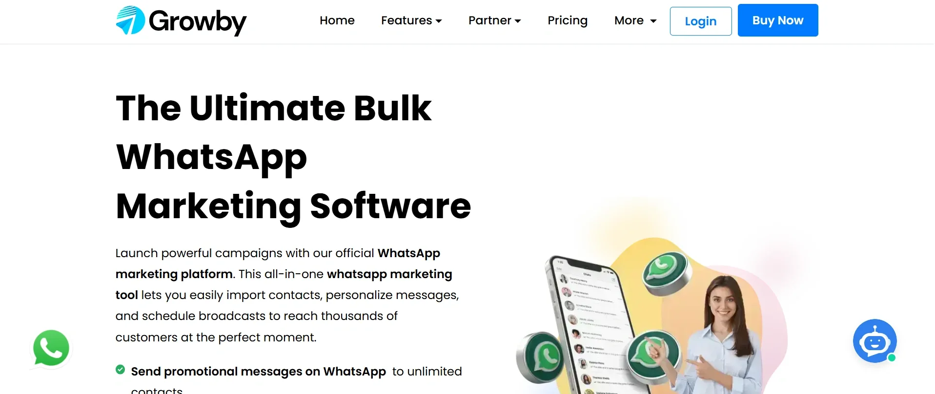 Growby WhatsApp Blast Software Homepage