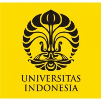 Logo Universitas Indonesia menampilkan simbol berornamen dalam warna hitam di latar belakang kuning, mencerminkan identitas dan kebanggaan institusi pendidikan.