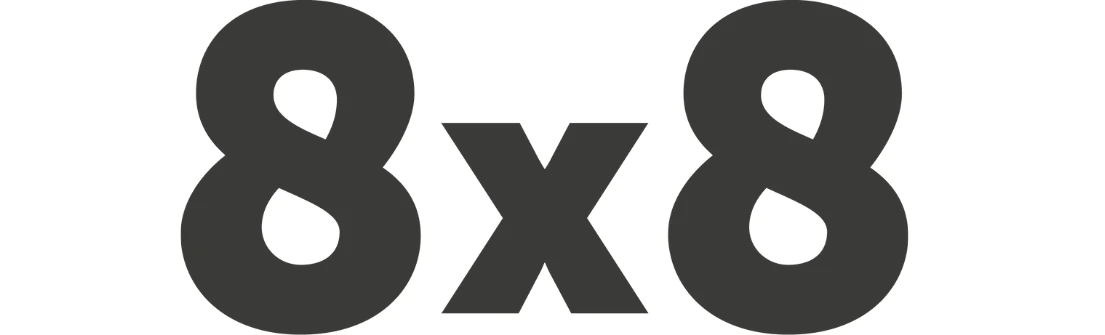 Angka 8 disusun dengan format 8x8, menekankan kesan kesetaraan dan keterhubungan. Desain ini mungkin digunakan dalam konteks digital atau branding.